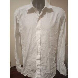 Men's David Donahue French Cuff Trim Fit Button Up Shirt White 18.5 34/35 (2XL)